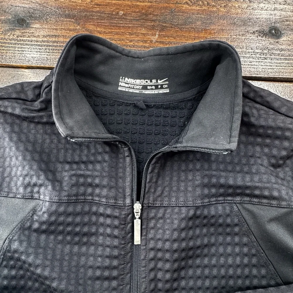 Nike Fit Dry Women's Dot Waffle Knit Golf Jacket Black Dry Fit Small 38